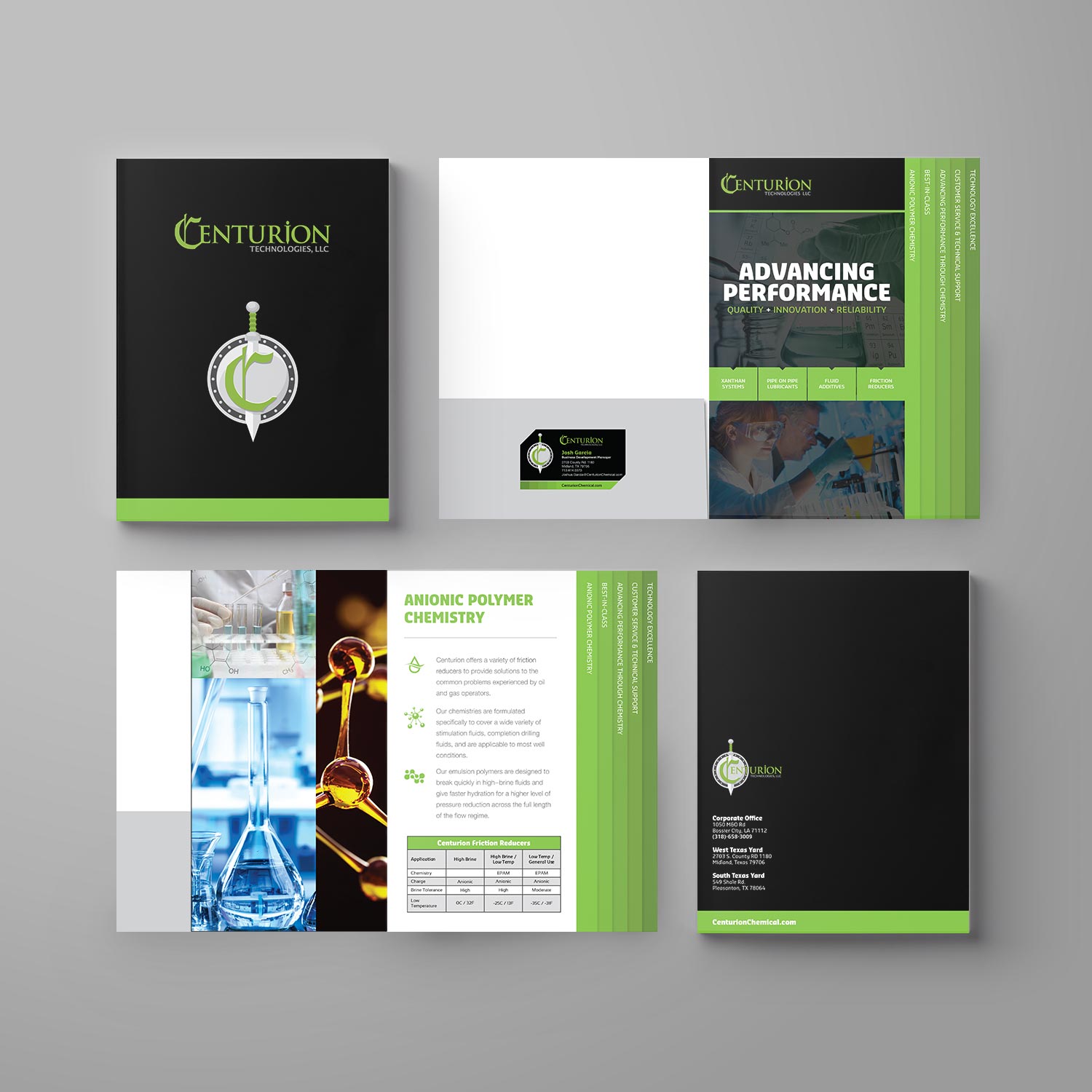 Design and printing of tabbed pocket presentation folder for Centurion.