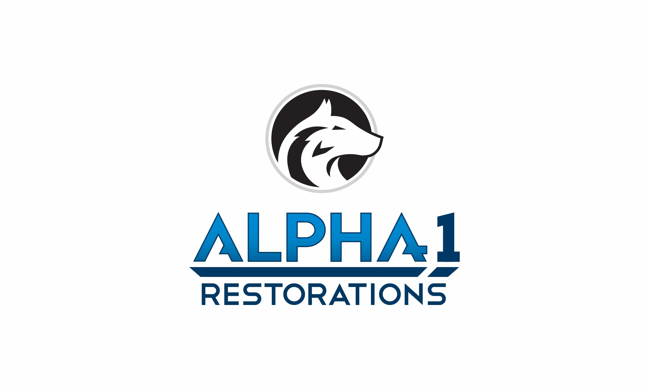 Alpha1 Restorations Logo Design for Print Marketing