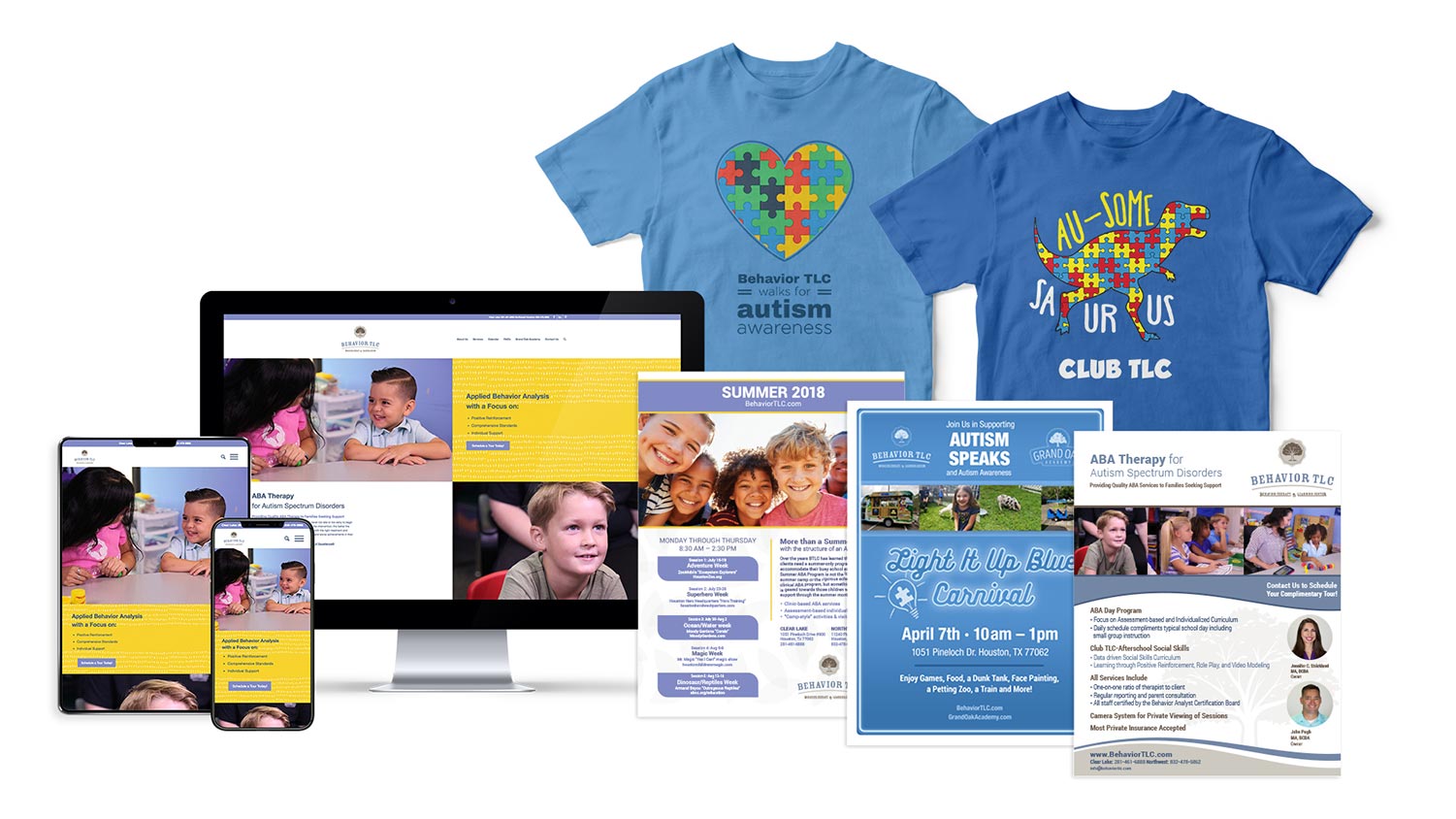 Website design, graphic design for Behavior TLC in Houston, Texas.