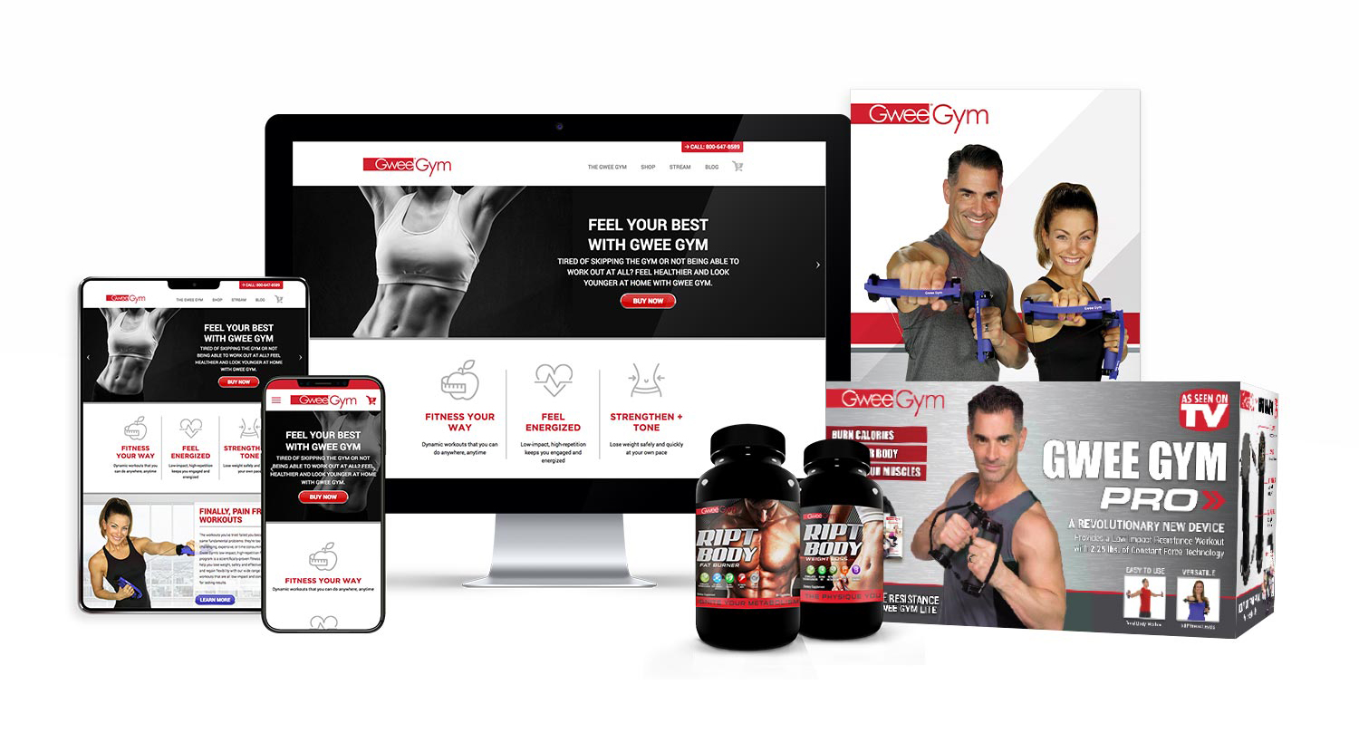 Web design, print design, product package design for Gwee Gym.