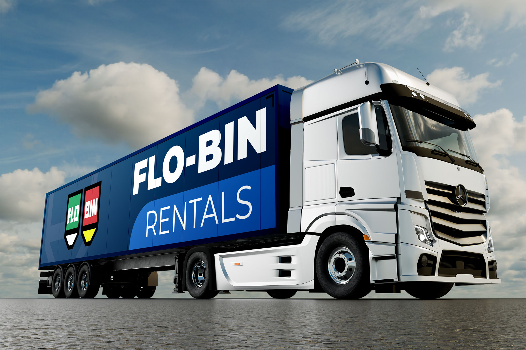 A vehicle wrap mockup made by Empire Creative for industrial company FLO-BIN. | Empire Creative Web Design Portfolio