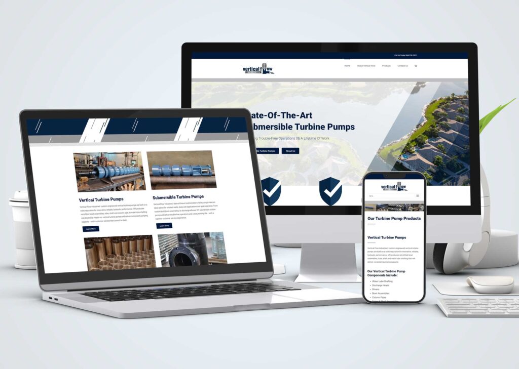 A web design made by Empire Creative for industrial company Vertical Flow. | Empire Creative Web Design Portfolio